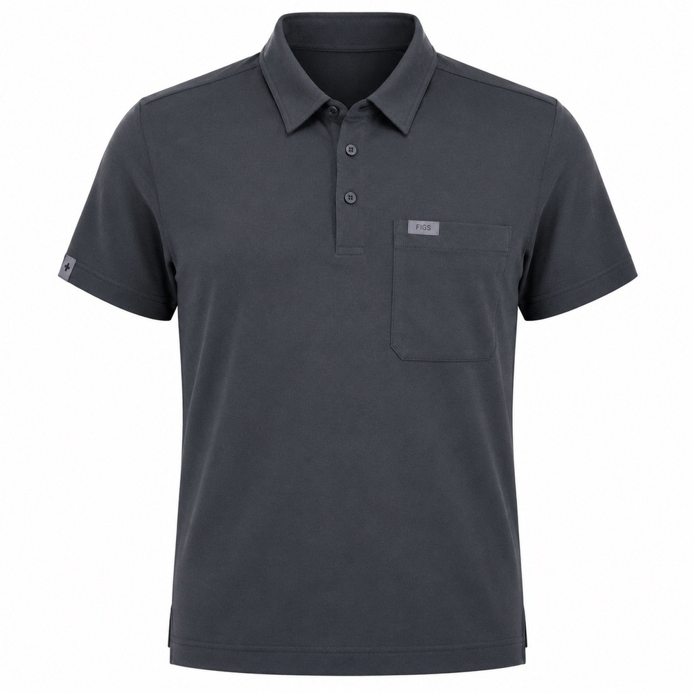 Figs PRO Technical Scrub Polo Mens Medium Black Cotton medical preppy nurse work